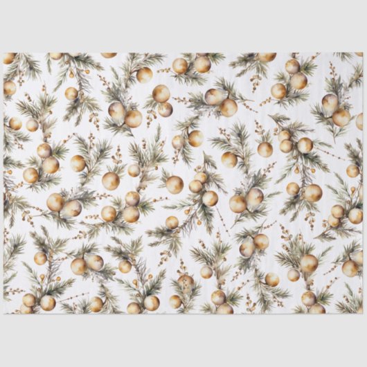 Waterverf gouden gebladerte kerst tissuepapier (Voorkant)