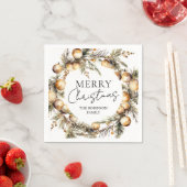 Waterverf gouden gebladerte kerstfeest servet (Insitu)