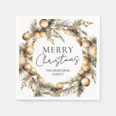 Waterverf gouden gebladerte kerstfeest servet (Voorkant)