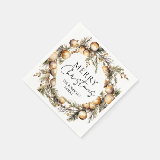 Waterverf gouden gebladerte kerstfeest servet (Hoek)