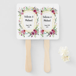 waterverf gouden geometrische bloemenbruiloft Hand Handwaaier