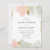 Waterverf gouden geometrische bruiloft kaart (Voorkant)