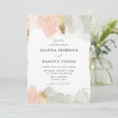 Waterverf gouden geometrische bruiloft kaart (Staand voorkant)