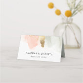 Waterverf gouden geometrische bruiloft met Blush e Plaatskaartje (Achterkant)