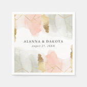 Waterverf gouden geometrische bruiloft met Blush e Servet (Voorkant)