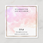 Waterverf gouden glitter armband oorbellen display vierkante visitekaartje (Achterkant)