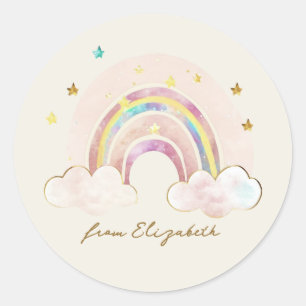 Waterverf Gouden Glitter Regenboog Van Ronde Sticker