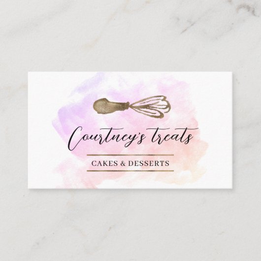 Waterverf Gouden Glitter Whisk Bakkerij Chef Cater Visitekaartje (Voorkant)