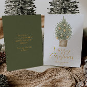 Waterverf gouden grillige boom vrolijk kerstfeest feestdagenkaart