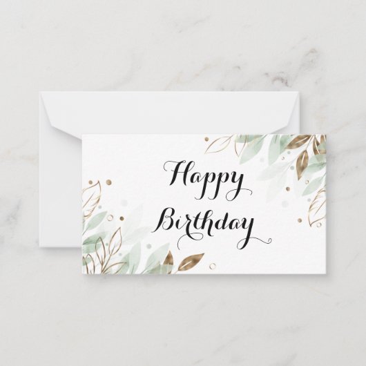 waterverf gouden groene botanische notitiekaartje (Voorkant)