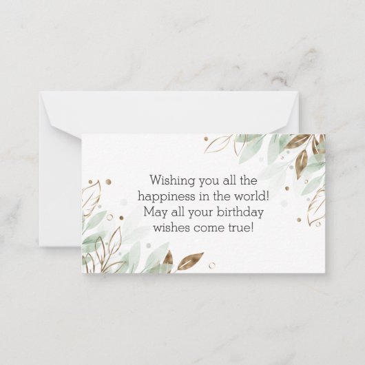 waterverf gouden groene botanische notitiekaartje (Achterkant)