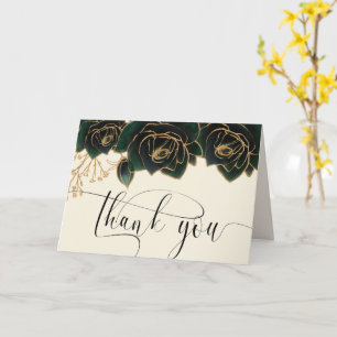 Waterverf Gouden Groene Rozen Dank u Kaart