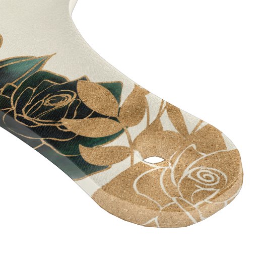 Waterverf Gouden Groene Rozen Elegante Bruiloft Snijplank (Hoek)