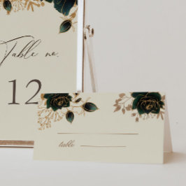 Waterverf Gouden Groene Rozen Trouwtafel Kaart