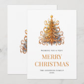 Waterverf gouden kerstboom feestdagenkaart (Voorkant / Achterkant)