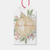 Waterverf Gouden Kerstversiering Cadeaulabel (Voorkant)