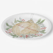 Waterverf Gouden Kerstversiering Papieren Bordje (Gekanteld)