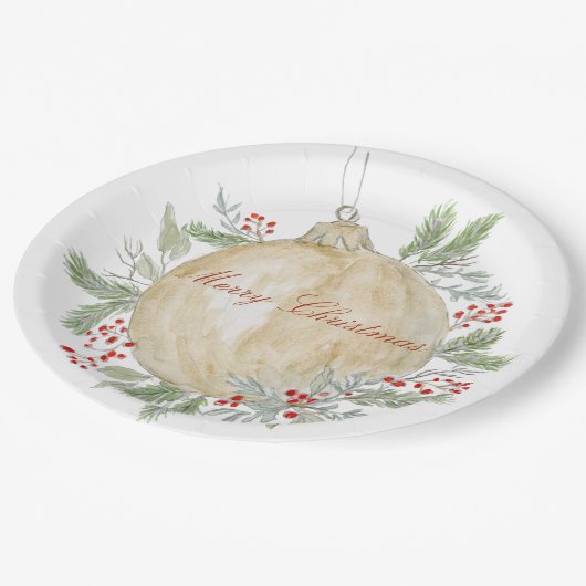 Waterverf Gouden Kerstversiering Papieren Bordje (Gekanteld)