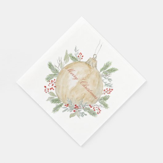 Waterverf Gouden Kerstversiering Servet (Hoek)