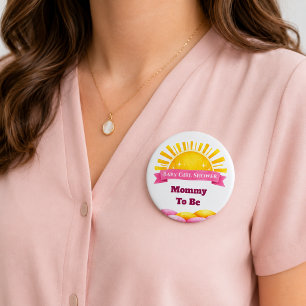 Waterverf Gouden Kleine Zon Moeder Worden Ronde Button 7,6 Cm