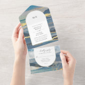 waterverf gouden landschap (geen ENV nodig) All In One Uitnodiging (Afscheurbaar)