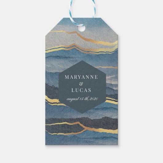 waterverf gouden landschapscadeau label voor bruil cadeaulabel (Voorkant)