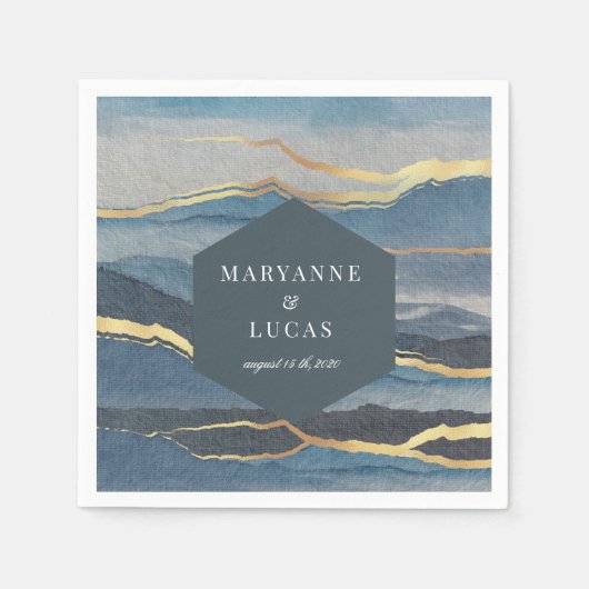 waterverf gouden landschapspapier servet (Voorkant)