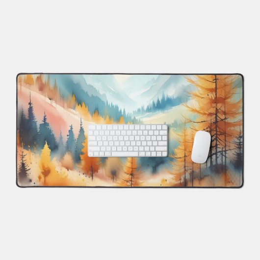 Waterverf Gouden lariks en kleurrijke dalen Bureaumat (Keyboard & Muis)