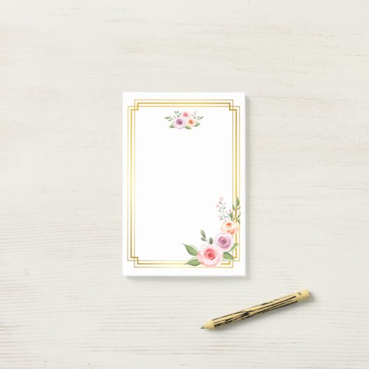 Waterverf & gouden Lijst stijl Post-it® Notes (Op bureau)