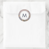 Waterverf & Gouden Monogram Bruiloft Ronde Sticker (Tas)