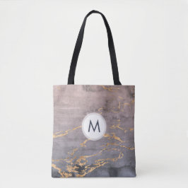 Waterverf & Gouden Monogram Tote Bag