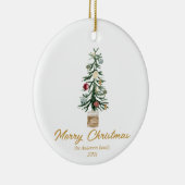 Waterverf Gouden Ornamenten Boom Vrolijk Kerstfees (Rechts)