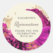 Waterverf Gouden Roze Rozen Quinceañera Ronde Sticker (Voorkant)