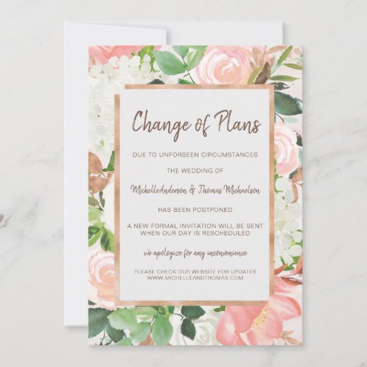 Waterverf gouden roze save the date (Voorkant)