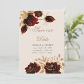 Waterverf gouden Rozen Bewaar de datumuitnodiging Kaart (Staand voorkant)