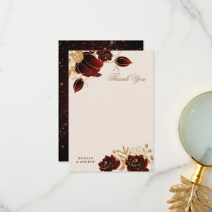 Waterverf gouden Rozen bruiloft dank u kaart