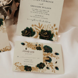 waterverf gouden rozen florale RSVP-reactiekaart RSVP Kaartje