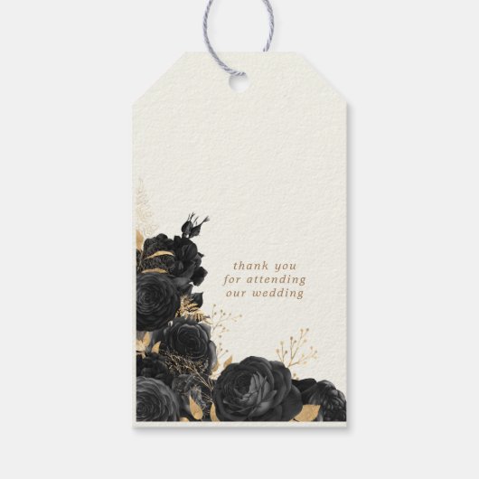 Waterverf Gouden Rozen Monogram Bruiloft Cadeaulabel (Achterkant)