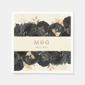 Waterverf Gouden Rozen Monogram Bruiloft Servet (Voorkant)