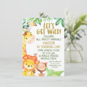 Waterverf gouden safari dieren verjaardag kaart (Staand voorkant)