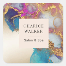 waterverf gouden salon en spa monogram vierkante sticker