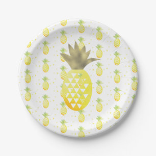 Waterverf Gouden Tropische Ananas Borden Papieren Bordje