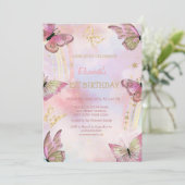 Waterverf gouden vlinders regenboog verjaardag kaart (Staand voorkant)