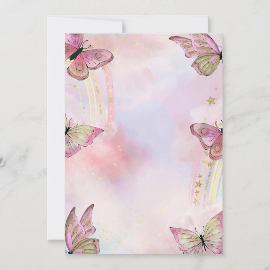 Waterverf gouden vlinders regenboog verjaardag kaart (Achterkant)
