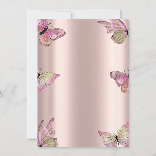 Waterverf Gouden Vlinders Roos Gouden Verjaardag Kaart (Achterkant)