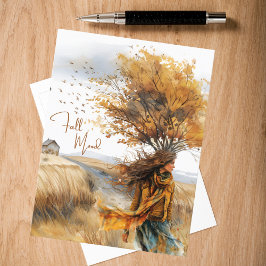 Waterverf Gouden Weide Herfst Stemming Briefkaart