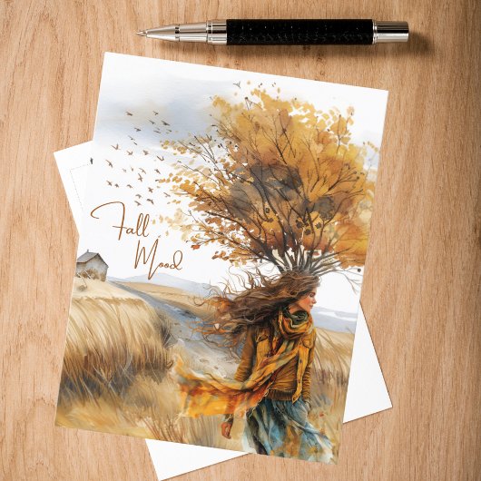 Waterverf Gouden Weide Herfst Stemming Briefkaart