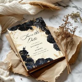 Waterverf Gouden Zwarte Rozen Sla de datum op Kaart