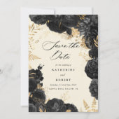 Waterverf Gouden Zwarte Rozen Sla de datum op Kaart (Voorkant)