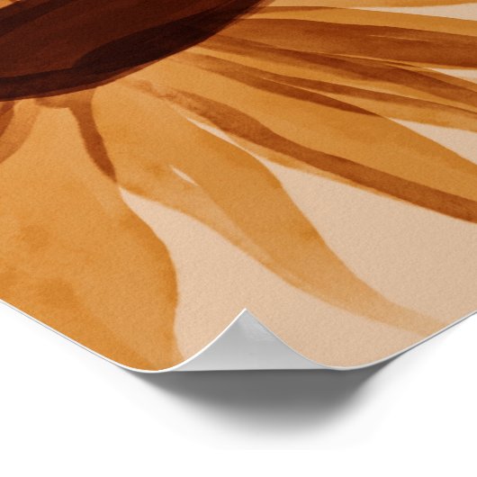 Waterverf goudgele zonnebloem poster (Hoek)